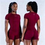 DFYNE Short Sleeve Top and Shorts/Leggings Set- Seamless shaping design, hip-lifting design, suitable for yoga, fitness, cycling, hiking, running, sports, outdoor leisure and other occasions - Image 8