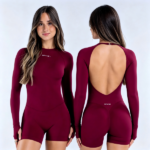 DFYNE Long Sleeve One Piece - Seamless shaping design, hip-lifting design, women's sportswear, suitable for yoga, fitness, cycling, hiking, running, sports, outdoor leisure and other occasions (Copy) - Image 3