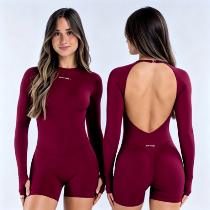 DFYNE Long Sleeve One Piece - Seamless shaping design, hip-lifting design, women's sportswear, suitable for yoga, fitness, cycling, hiking, running, sports, outdoor leisure and other occasions